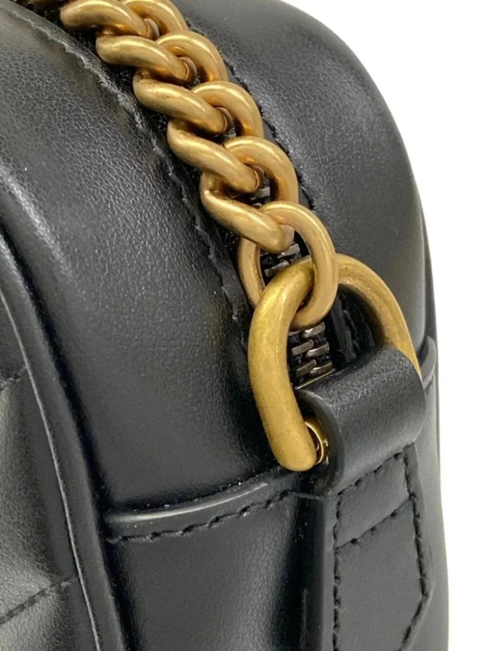 GUCCI GG Marmont Quilting Mini Bag 448065 Black Leather Shoulder Bag